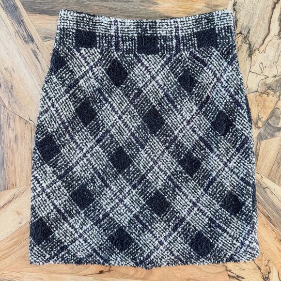 Antonio Melani, Black & White Plaid Tweed Pencil Skirt/Mini Skirt, Women's 6 - Picture 1 of 11